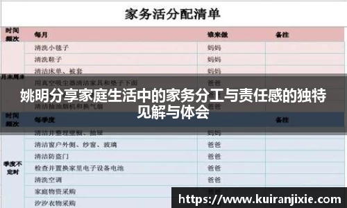 姚明分享家庭生活中的家务分工与责任感的独特见解与体会